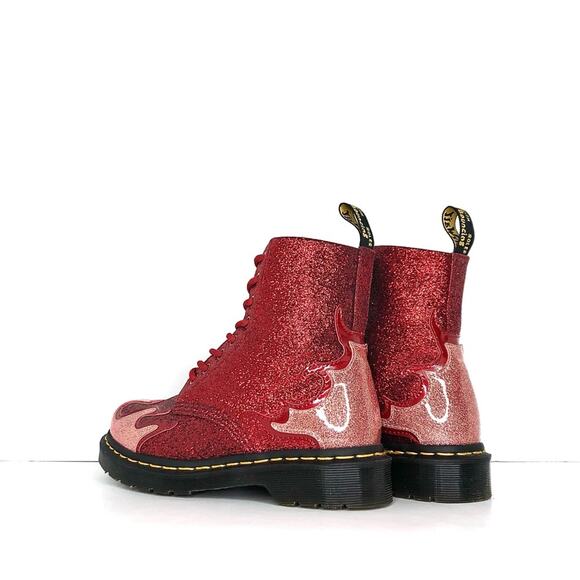 Dr Martens Pascal Flame Red Glitter Ankle Boots Women’s 5 Shoes - Picture 7 of 13
